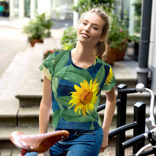 Oomphff Sunflower Print Crop Tee